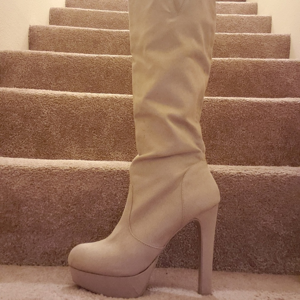 High heel knee high boots